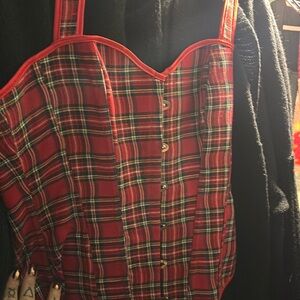 Sexy red plaid corset